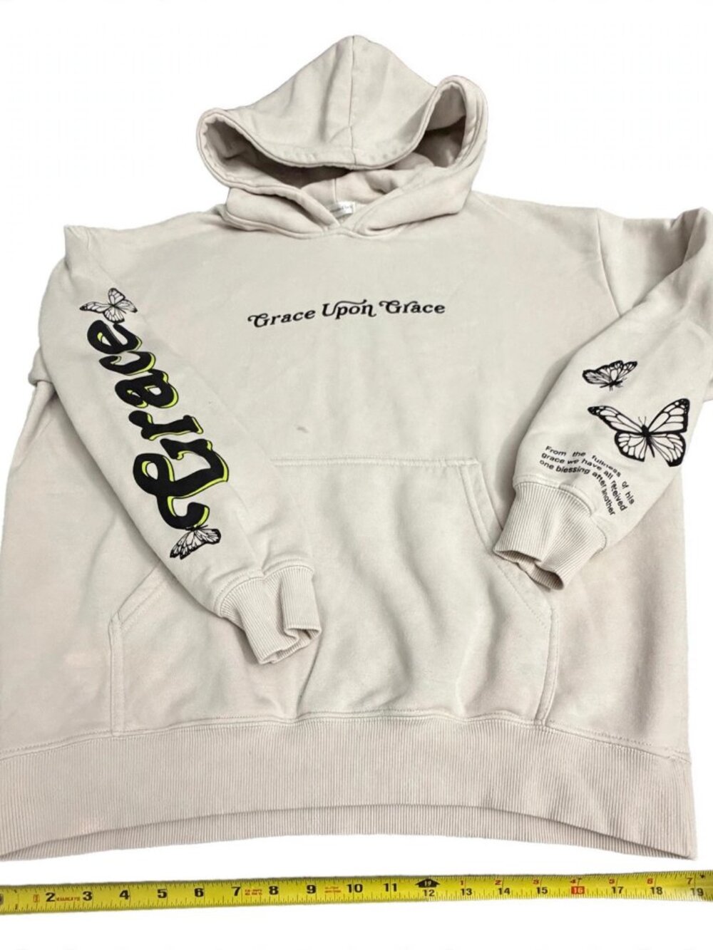 Elevated Faith Hoodie Womens S Grace Upon Grace Butterfly Christian Cream